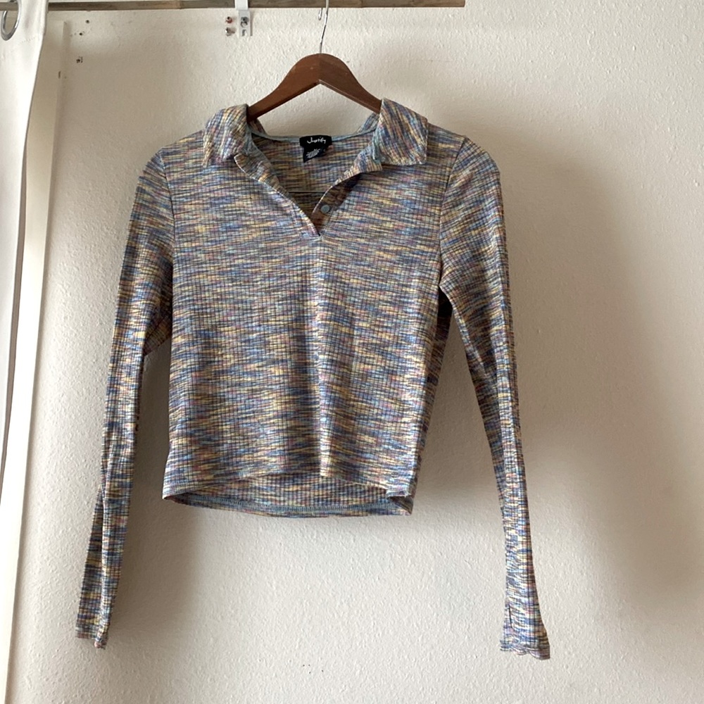 Space dye cropped long sleeve top